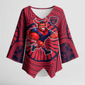 Melbourne Football Club Kimono Sleeve Blouse Indigenous Monochrome Dot Art Mascot Style
