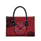 Melbourne Football Club Leather Bag Indigenous Monochrome Dot Art Mascot Style