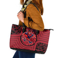 Melbourne Football Club Leather Tote Bag Indigenous Monochrome Dot Art Mascot Style