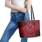 Melbourne Football Club Leather Tote Bag Indigenous Monochrome Dot Art Mascot Style