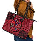 Melbourne Football Club Leather Tote Bag Indigenous Monochrome Dot Art Mascot Style