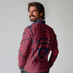 Melbourne Football Club Long Sleeve Polo Shirt Indigenous Monochrome Dot Art Mascot Style