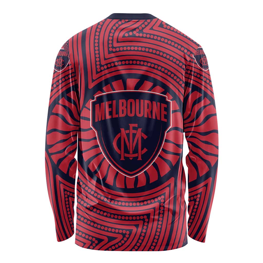 Melbourne Football Club Long Sleeve Shirt Indigenous Monochrome Dot Art Mascot Style