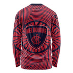 Melbourne Football Club Long Sleeve Shirt Indigenous Monochrome Dot Art Mascot Style