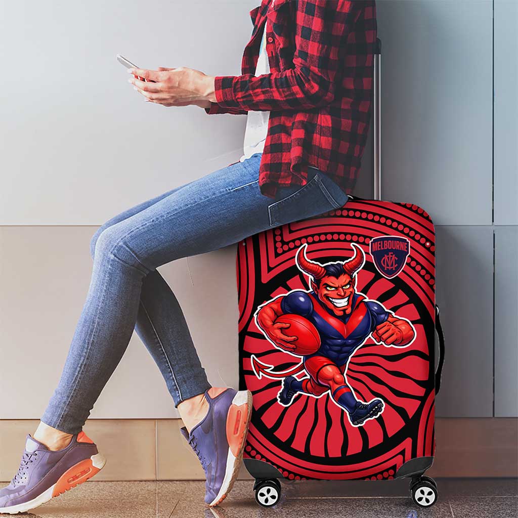 Melbourne Football Club Luggage Cover Indigenous Monochrome Dot Art Mascot Style
