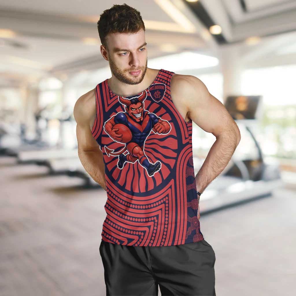 Melbourne Football Club Men Tank Top Indigenous Monochrome Dot Art Mascot Style