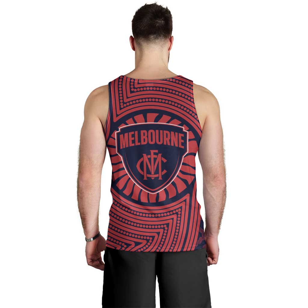 Melbourne Football Club Men Tank Top Indigenous Monochrome Dot Art Mascot Style