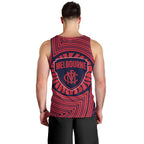 Melbourne Football Club Men Tank Top Indigenous Monochrome Dot Art Mascot Style