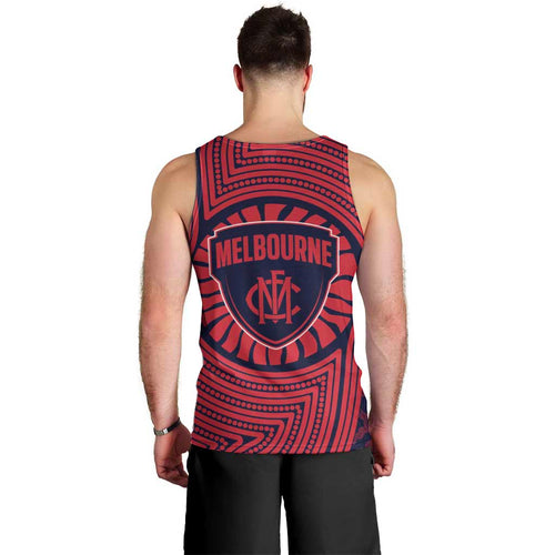Melbourne Football Club Men Tank Top Indigenous Monochrome Dot Art Mascot Style