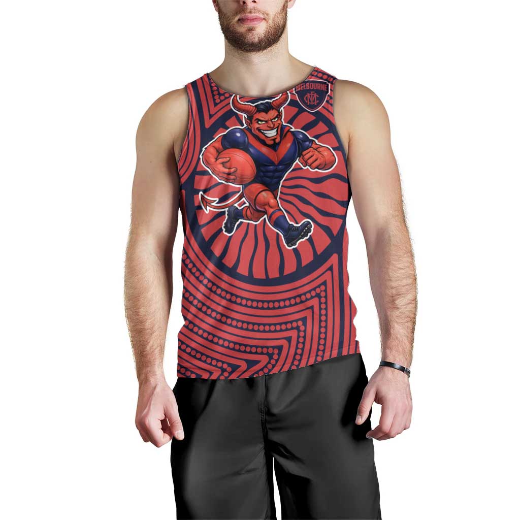 Melbourne Football Club Men Tank Top Indigenous Monochrome Dot Art Mascot Style