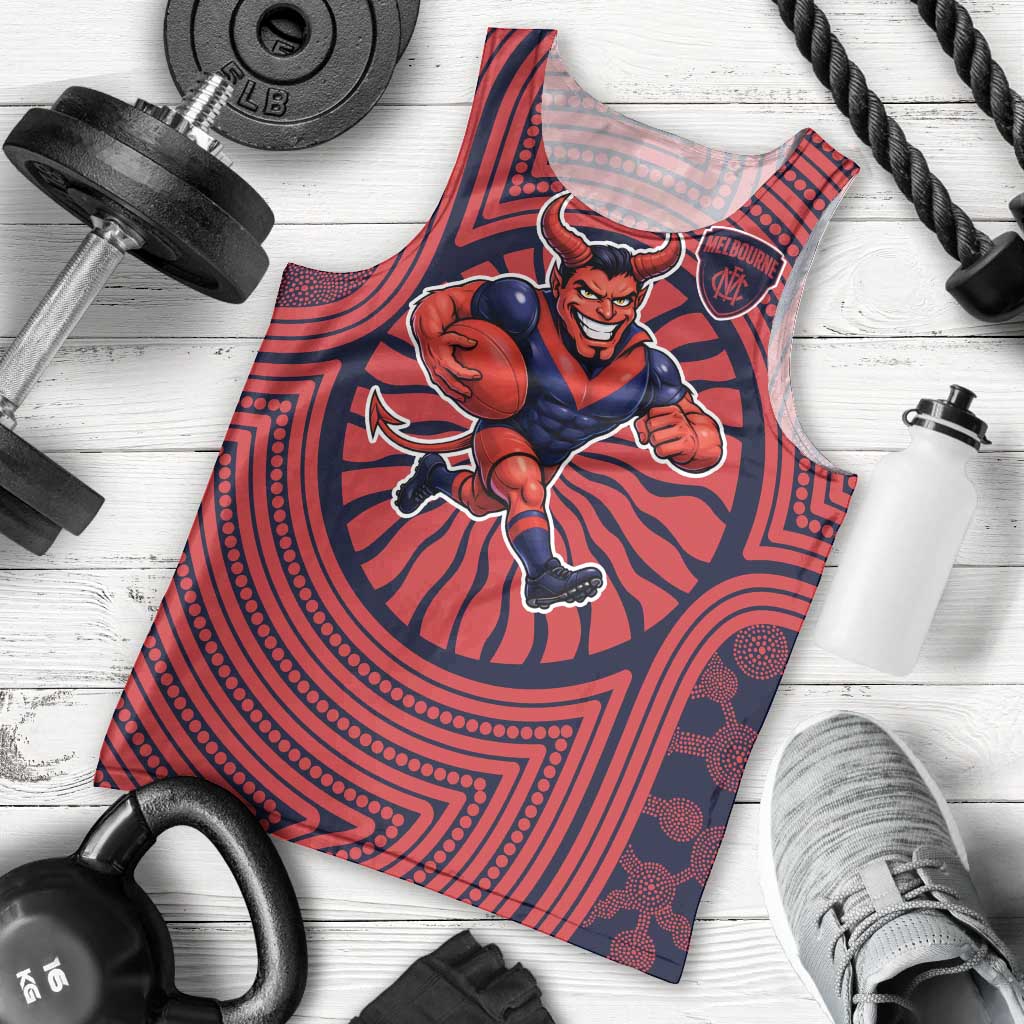 Melbourne Football Club Men Tank Top Indigenous Monochrome Dot Art Mascot Style