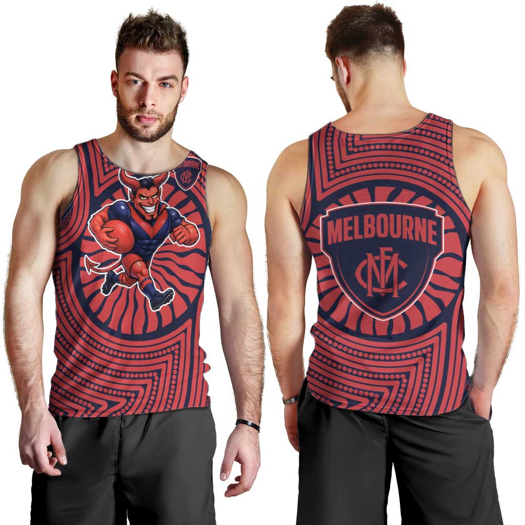 Melbourne Football Club Men Tank Top Indigenous Monochrome Dot Art Mascot Style