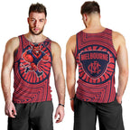 Melbourne Football Club Men Tank Top Indigenous Monochrome Dot Art Mascot Style