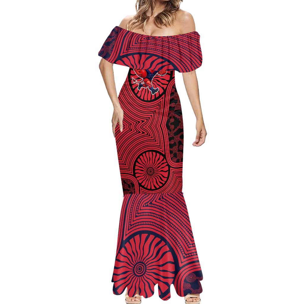 Melbourne Football Club Mermaid Dress Indigenous Monochrome Dot Art Mascot Style