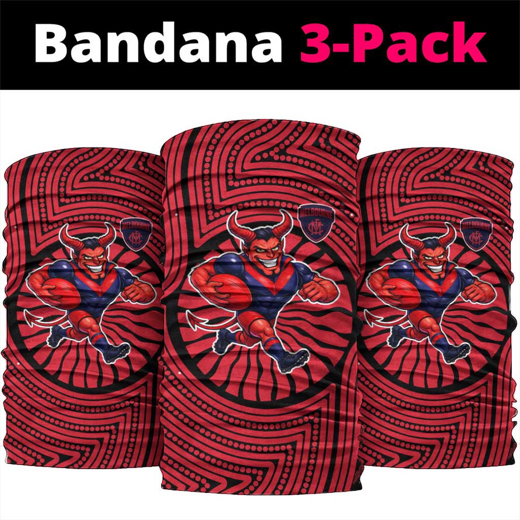 Melbourne Football Club Neck Gaiter Indigenous Monochrome Dot Art Mascot Style