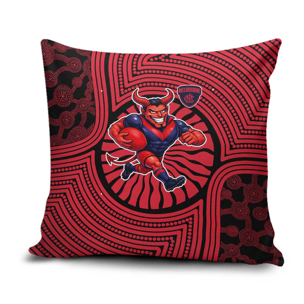 Melbourne Football Club Pillow Cover Indigenous Monochrome Dot Art Mascot Style