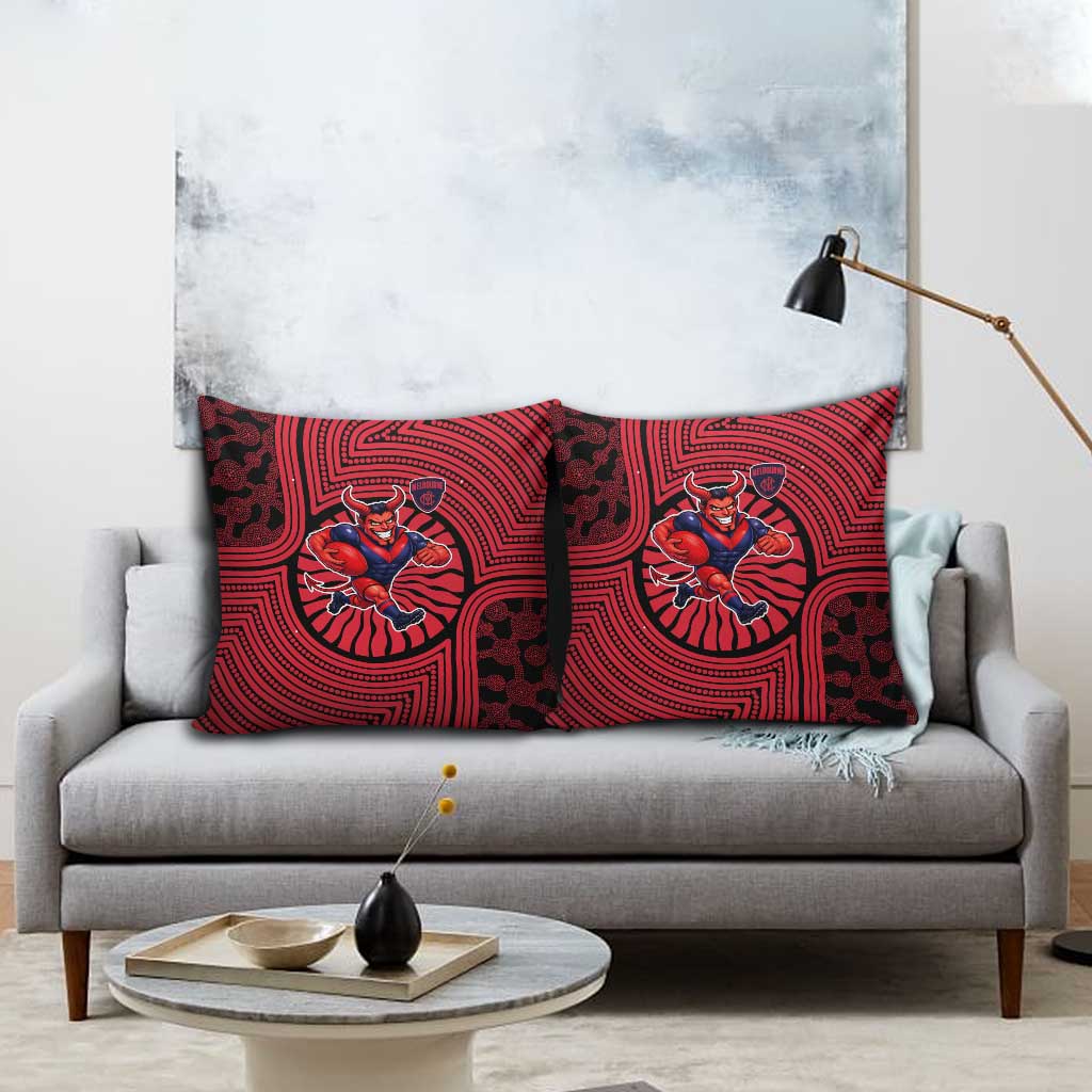 Melbourne Football Club Pillow Cover Indigenous Monochrome Dot Art Mascot Style