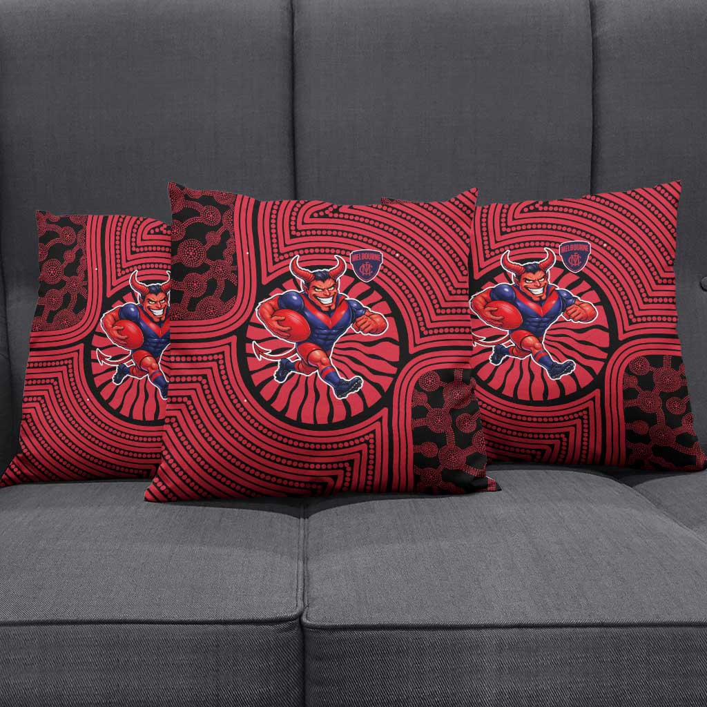 Melbourne Football Club Pillow Cover Indigenous Monochrome Dot Art Mascot Style