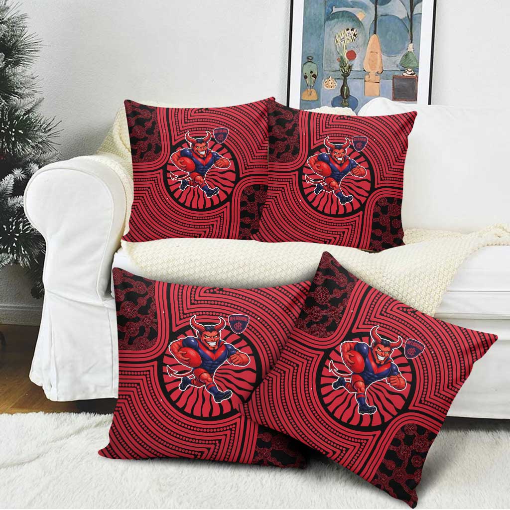 Melbourne Football Club Pillow Cover Indigenous Monochrome Dot Art Mascot Style