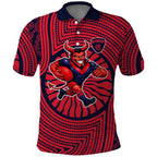 Melbourne Football Club Polo Shirt Indigenous Monochrome Dot Art Mascot Style