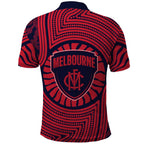 Melbourne Football Club Polo Shirt Indigenous Monochrome Dot Art Mascot Style