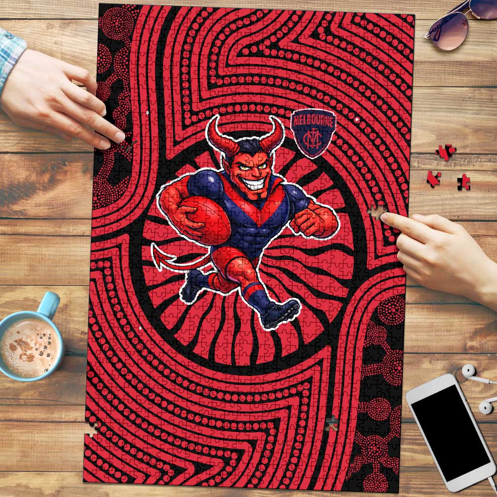 Melbourne Football Club Puzzle Indigenous Monochrome Dot Art Mascot Style