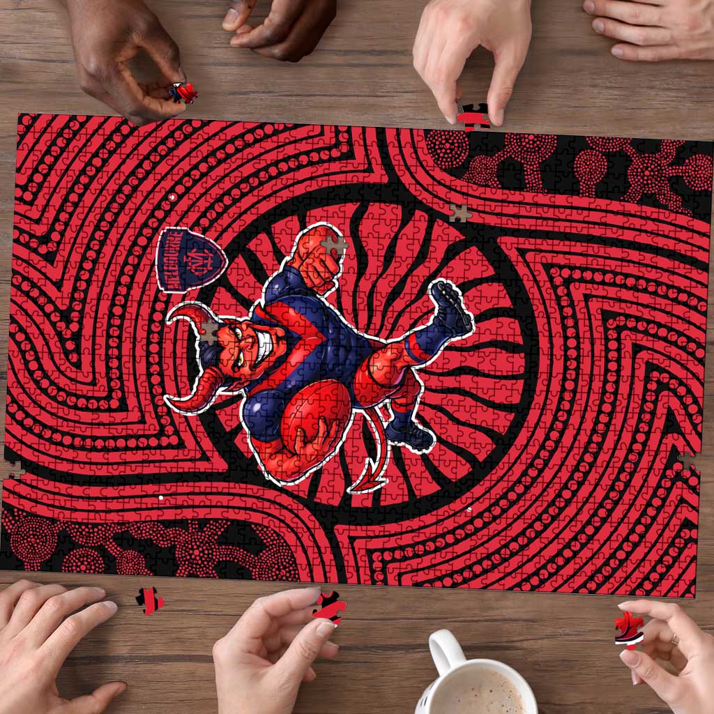 Melbourne Football Club Puzzle Indigenous Monochrome Dot Art Mascot Style