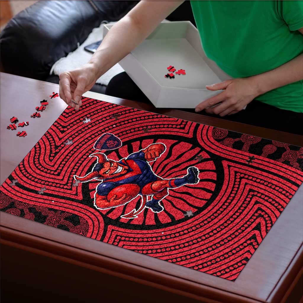 Melbourne Football Club Puzzle Indigenous Monochrome Dot Art Mascot Style