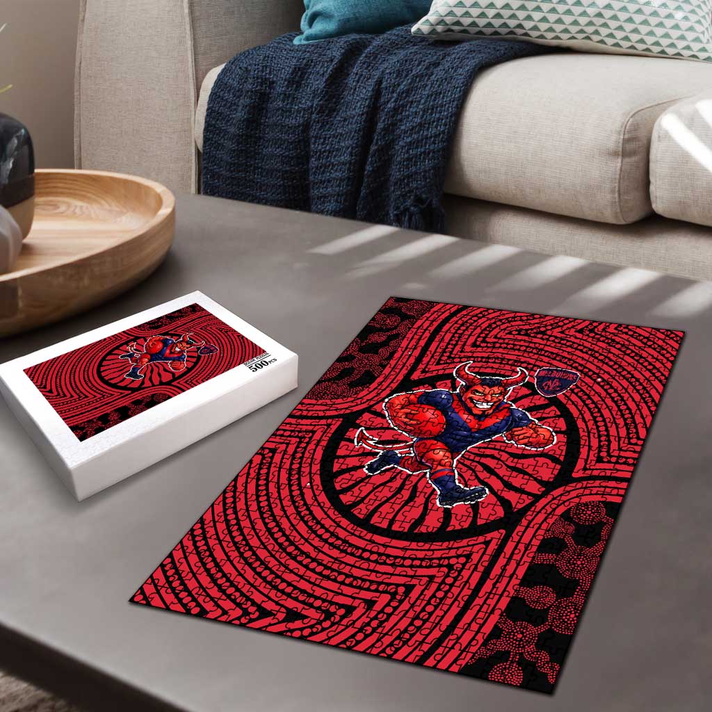 Melbourne Football Club Puzzle Indigenous Monochrome Dot Art Mascot Style