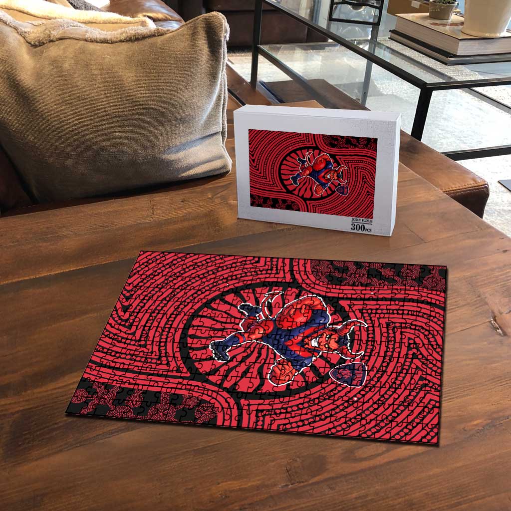 Melbourne Football Club Puzzle Indigenous Monochrome Dot Art Mascot Style