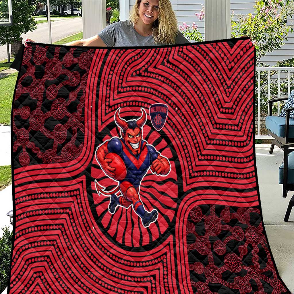 Melbourne Football Club Quilt Indigenous Monochrome Dot Art Mascot Style