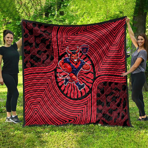 Melbourne Football Club Quilt Indigenous Monochrome Dot Art Mascot Style
