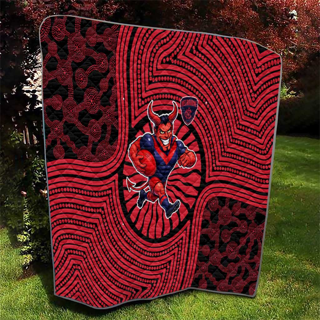 Melbourne Football Club Quilt Indigenous Monochrome Dot Art Mascot Style