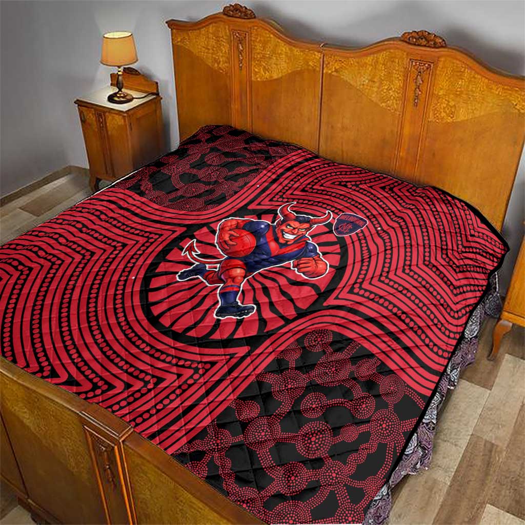 Melbourne Football Club Quilt Indigenous Monochrome Dot Art Mascot Style