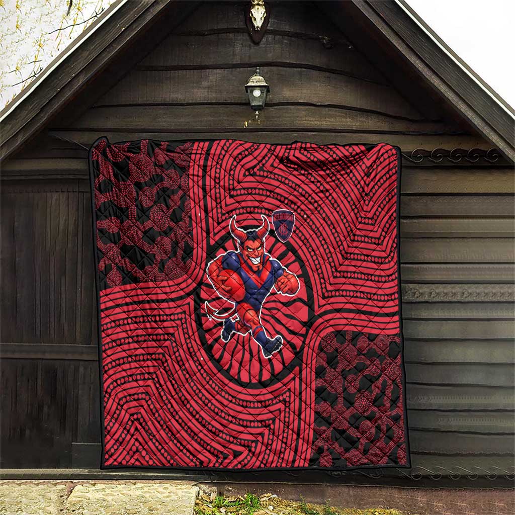 Melbourne Football Club Quilt Indigenous Monochrome Dot Art Mascot Style