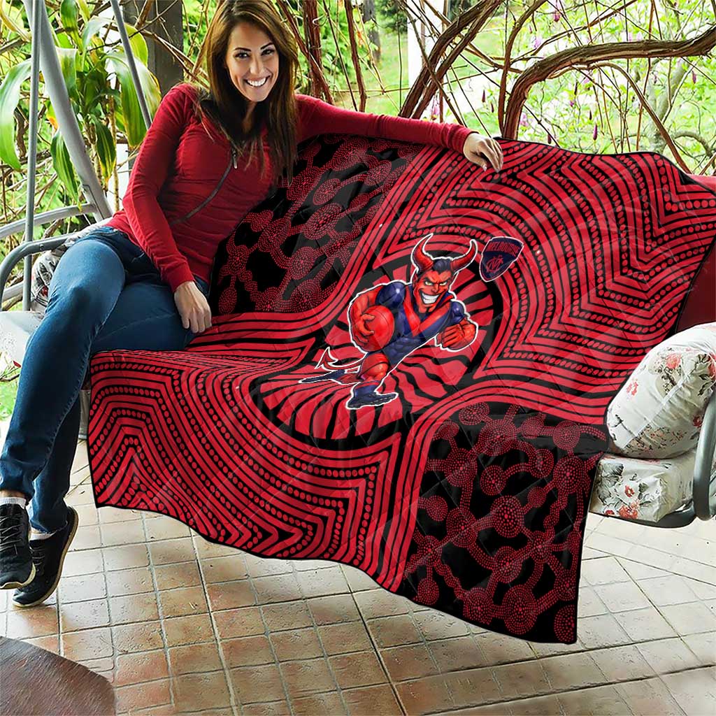 Melbourne Football Club Quilt Indigenous Monochrome Dot Art Mascot Style