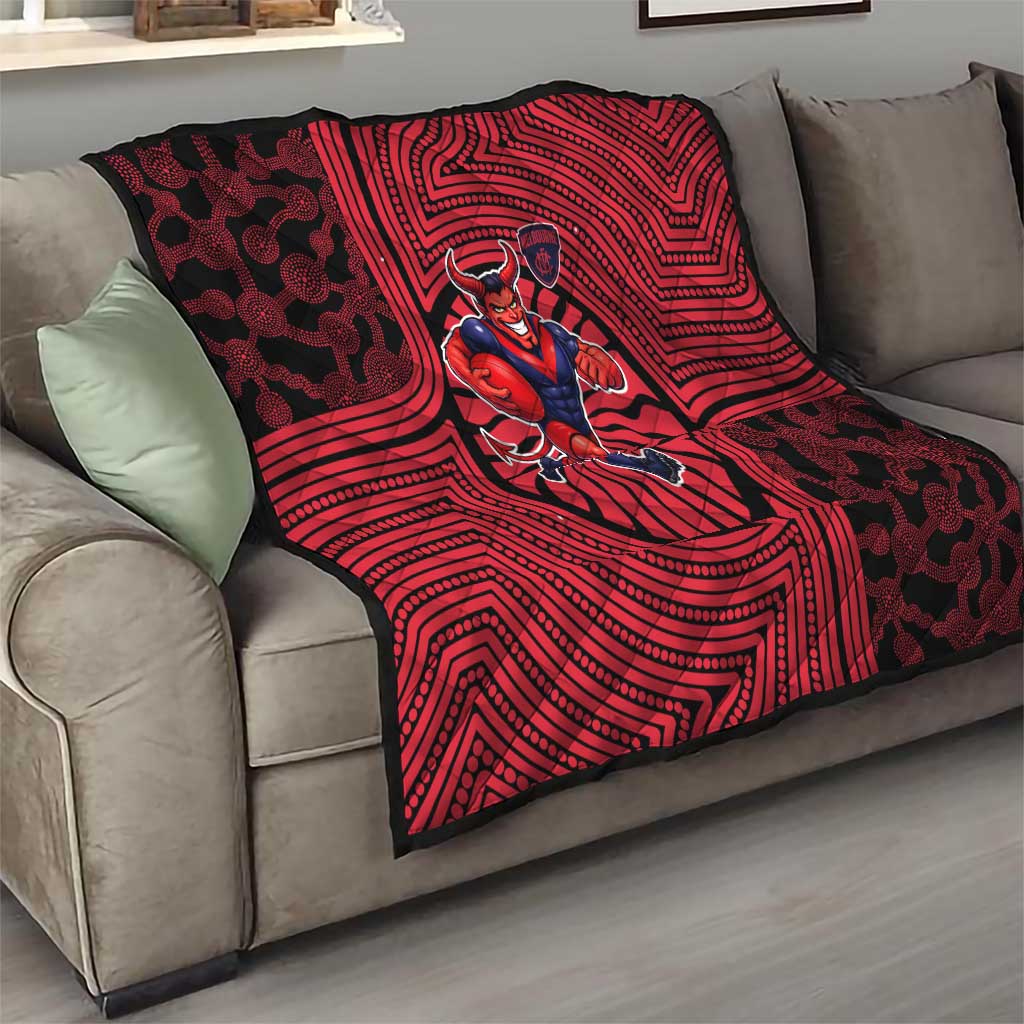 Melbourne Football Club Quilt Indigenous Monochrome Dot Art Mascot Style