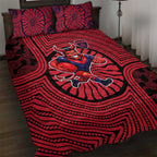 Melbourne Football Club Quilt Bed Set Indigenous Monochrome Dot Art Mascot Style