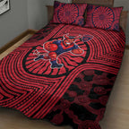 Melbourne Football Club Quilt Bed Set Indigenous Monochrome Dot Art Mascot Style