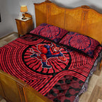 Melbourne Football Club Quilt Bed Set Indigenous Monochrome Dot Art Mascot Style