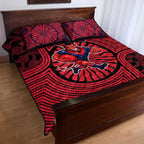 Melbourne Football Club Quilt Bed Set Indigenous Monochrome Dot Art Mascot Style