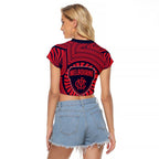 Melbourne Football Club Raglan Cropped T Shirt Indigenous Monochrome Dot Art Mascot Style