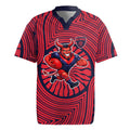 Melbourne Football Club Rugby Jersey Indigenous Monochrome Dot Art Mascot Style