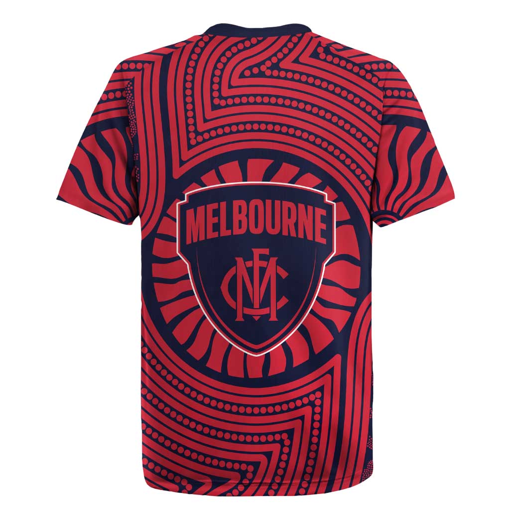 Melbourne Football Club Rugby Jersey Indigenous Monochrome Dot Art Mascot Style