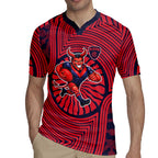 Melbourne Football Club Rugby Jersey Indigenous Monochrome Dot Art Mascot Style