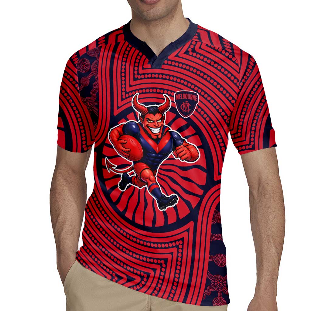 Melbourne Football Club Rugby Jersey Indigenous Monochrome Dot Art Mascot Style