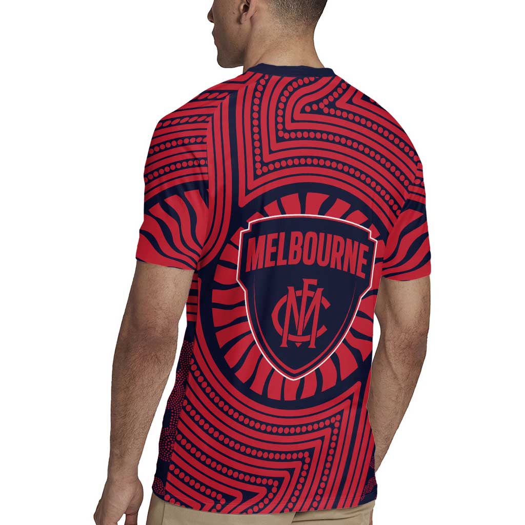Melbourne Football Club Rugby Jersey Indigenous Monochrome Dot Art Mascot Style