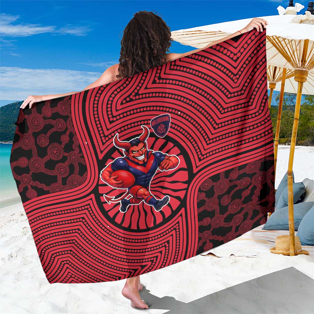 Melbourne Football Club Sarong Indigenous Monochrome Dot Art Mascot Style