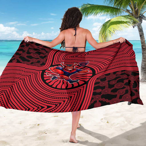 Melbourne Football Club Sarong Indigenous Monochrome Dot Art Mascot Style