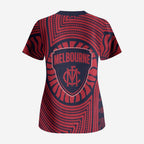 Melbourne Football Club Scrub Top Indigenous Monochrome Dot Art Mascot Style